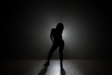 Dancer in the studio, silhouette.