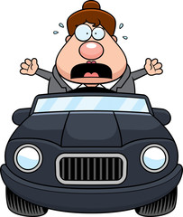 Cartoon Boss Driving Panic