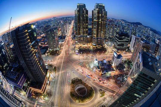 Korea,Seoul City Skyline At Night.