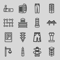 Set of 16 urban outline icons
