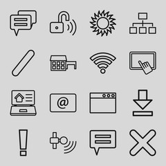 Set of 16 website outline icons