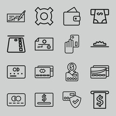 Set of 16 credit outline icons