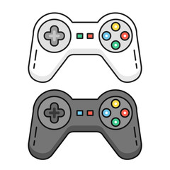 Game controllers set. Black and white gamepads. Outline concept. Line game controllers, outline gamepad icons. Flat design graphic elements. Vector illustration © Jane Kelly