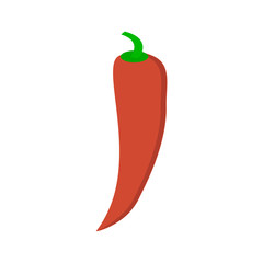 Chilli pepper isolated on white background. Chili chile pepper fruit of plants from the genus Capsicum. Red hot pepper icon realistic illustration in flat style . Kitchen spice condiment