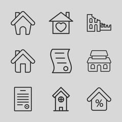 Set of 9 real outline icons