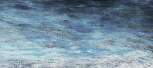 Abstract night cloud sky dark blue oil paint background with brush stokes on canvas. 