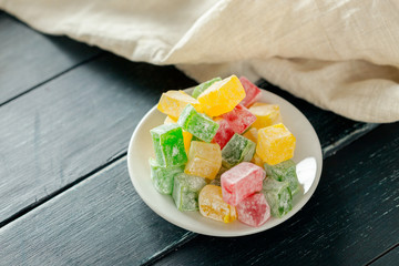 traditional eastern desserts on wooden background