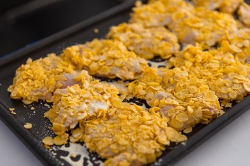 Preparing meat on the table