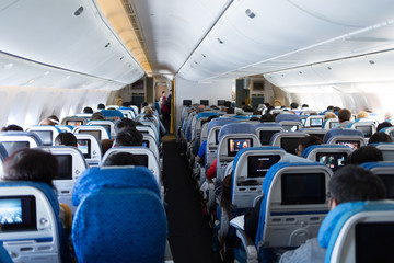 Obraz premium Innenraum Flugzeug Economy Class