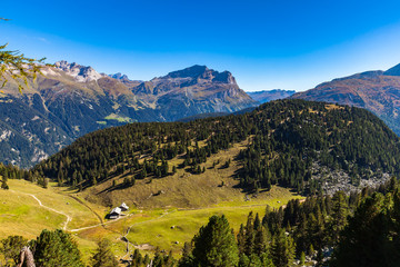 Panorama view of Swiss Alps in Grisons
