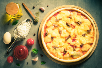 italian pizza at table surface