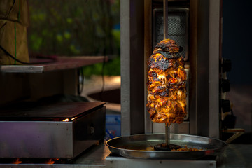 kebab meat grill, skewer with steel