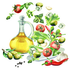 Salad hand drawn watercolor