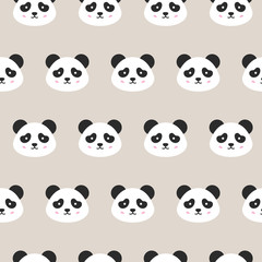 Fototapeta premium Panda Faces Seamless Pattern