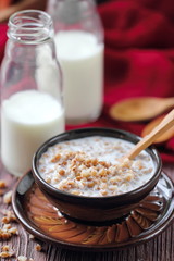 Boiled buckwheat with milk