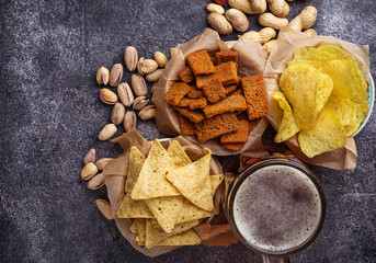 Various kind of snack to beer