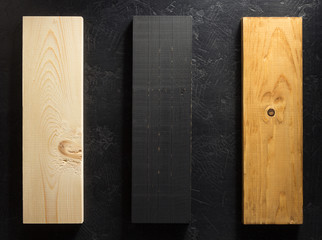 wooden board at black background