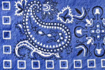 Worn Blue Paisley Design on Bandana