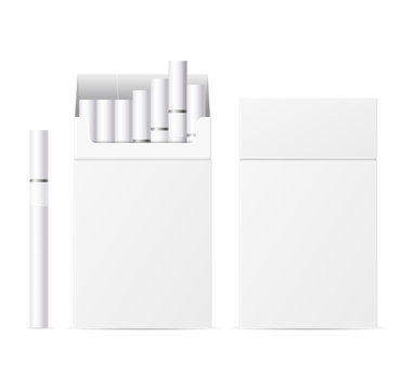 Realistic Template Blank White Cigarette Pack. Vector