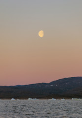 Moon Rising. Disko Bay, Greenland