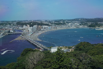 Fototapeta na wymiar Sagami bay and Enoshima Island union bridge (Fujisawa city - Kanagawa prefecture)