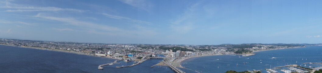 Obraz premium Sagami bay panoramic views from Enoshima Island (Fujisawa city - Kanagawa prefecture)