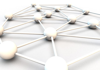 3D RENDER OF CIRCLES FORMING A TEAM NETWORK