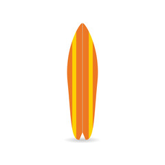 Classic surfboard. Colorful fish board with shadow, surfers equipment. Vector illustration for t-shirt, print, poster, banner, for surfers clothes