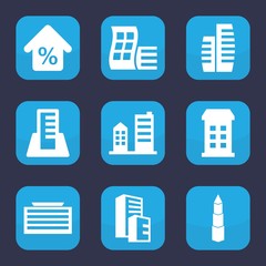 Set of 9 filled apartment icons