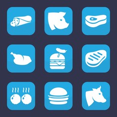 Set of 9 filled meat icons