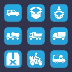 Set of 9 filled deliver icons