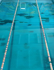 line shallow children sport pool with clear blue water