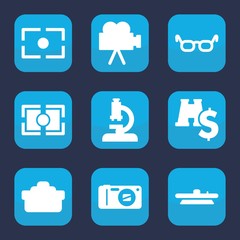 Set of 9 filled lens icons