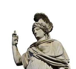 Minerva as Dea Roma neoclassical statue (isolated on white background)