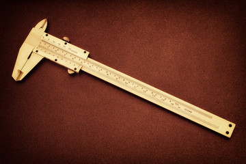 Metal vernier caliper. Top down view.