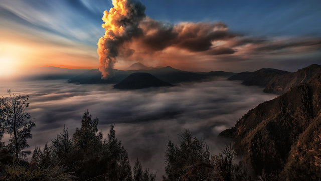Activity at Mount Bromo in the early morning