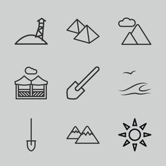 Fototapeta premium Set of 9 landscape outline icons