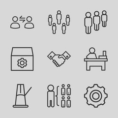 Set of 9 teamwork outline icons