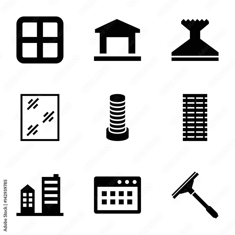 Poster set of 9 window filled icons