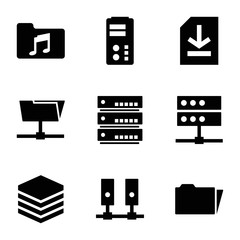 Set of 9 archive filled icons