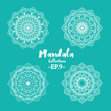 Set of mandala decorative and ornamental design for coloring page and tattoo. Vector illustration