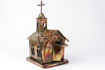 Vintage Copper Church School House Music Box