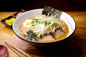 Miso Ramen. Japanese style noodles.