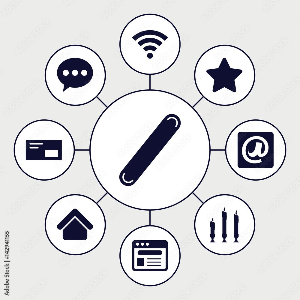 Poster set of 9 website filled icons