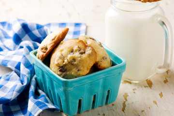 pecan and chocolate  cookies.style rustic