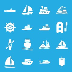 Set of 16 boat filled icons