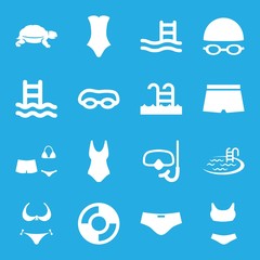 Set of 16 swim filled icons