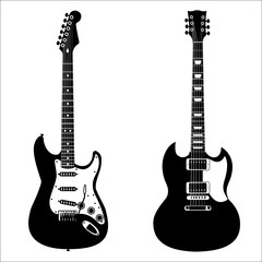 Obraz premium Set of isolated vector guitars