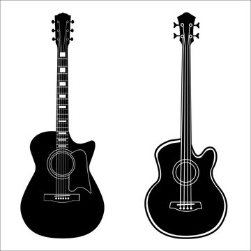 Set of isolated vector guitars