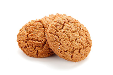 Sweet oatmeal cookies isolated on white background